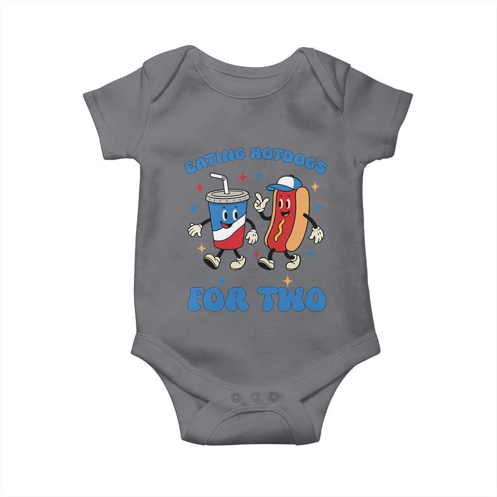 Eating Hotdogs for Two Baby Onesie Cute Pregnancy Announcement Patriotic 4th Of July