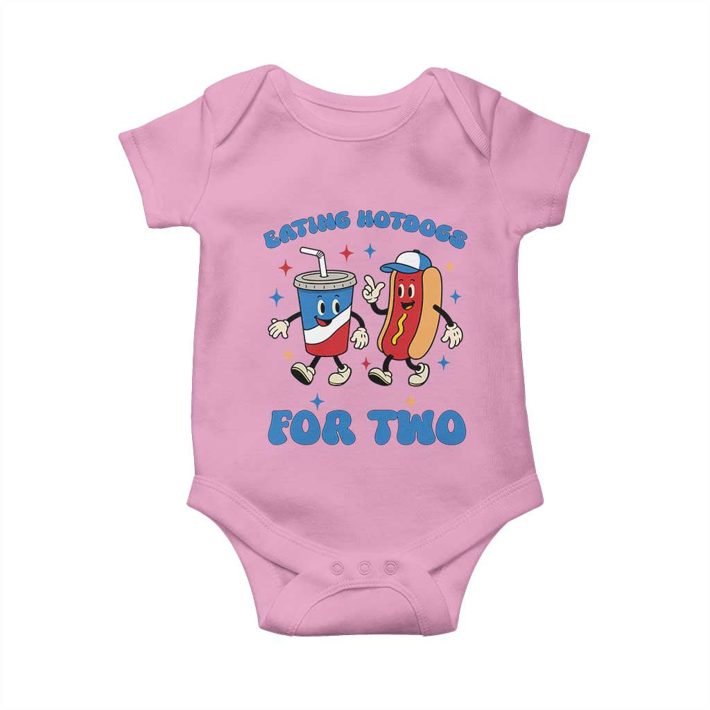 Eating Hotdogs for Two Baby Onesie Cute Pregnancy Announcement Patriotic 4th Of July