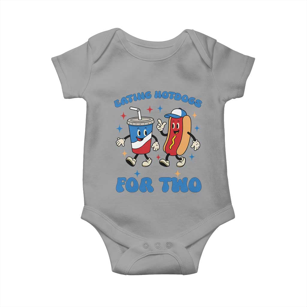 Eating Hotdogs for Two Baby Onesie Cute Pregnancy Announcement Patriotic 4th Of July