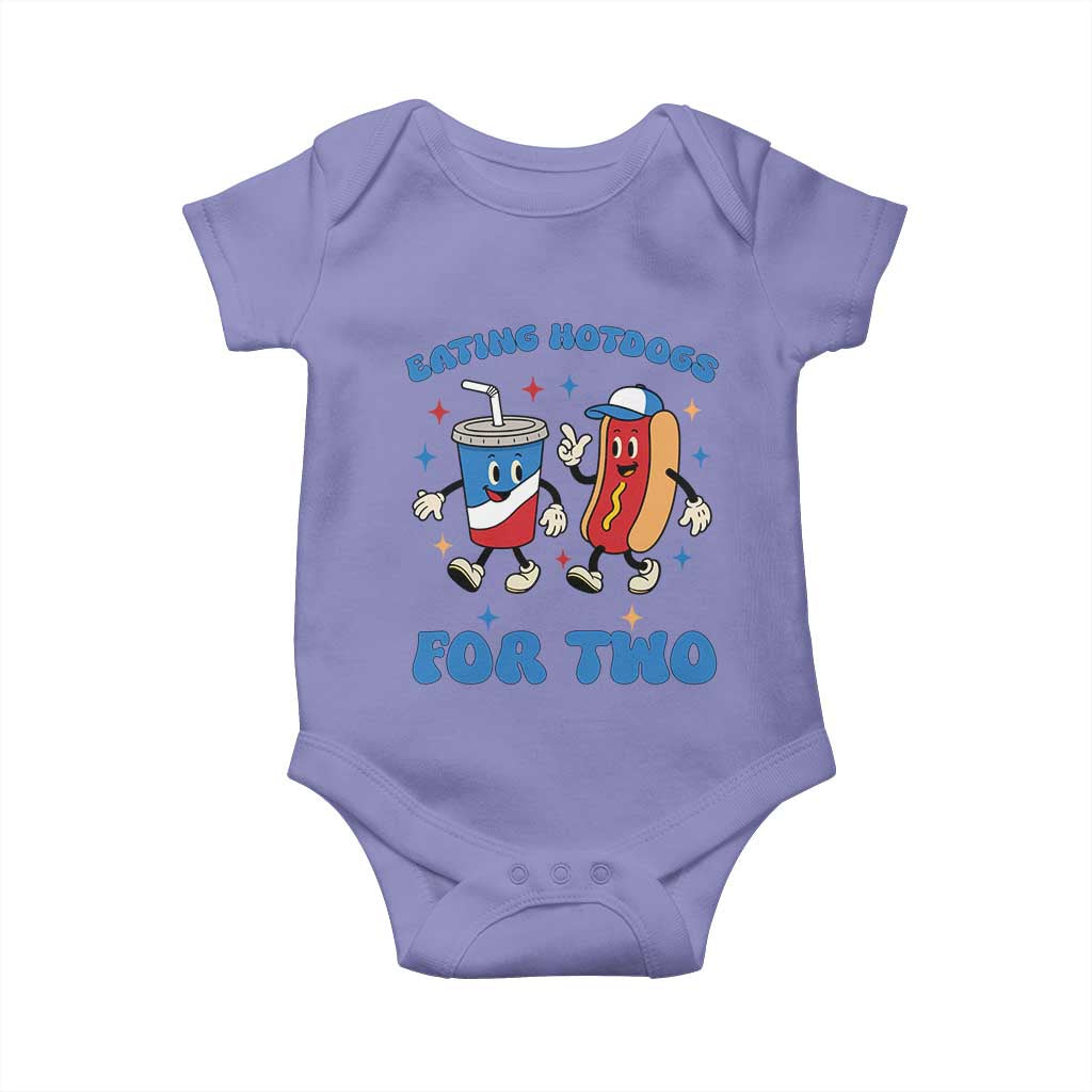 Eating Hotdogs for Two Baby Onesie Cute Pregnancy Announcement Patriotic 4th Of July
