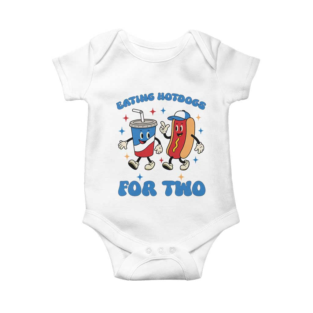 Eating Hotdogs for Two Baby Onesie Cute Pregnancy Announcement Patriotic 4th Of July