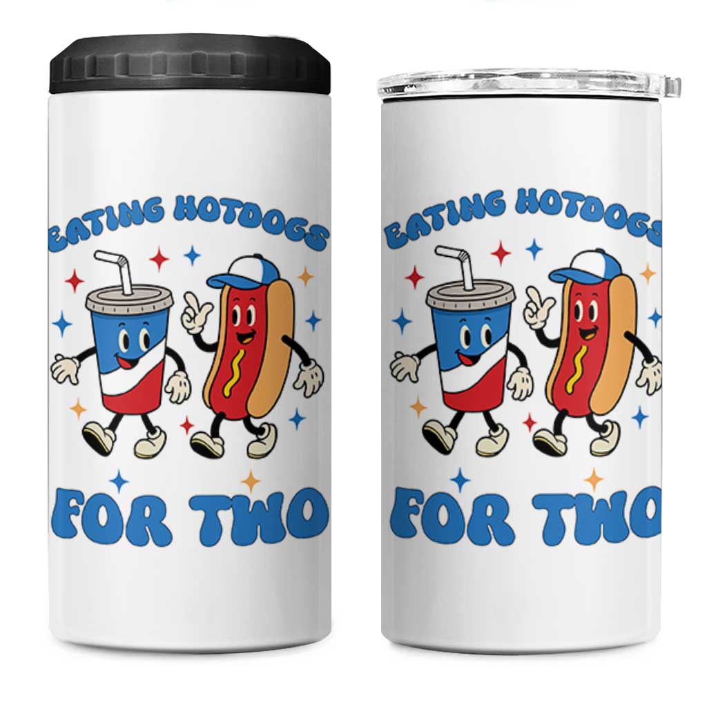 Eating Hotdogs for Two 4 in 1 Can Cooler Tumbler Cute Pregnancy Announcement Patriotic 4th Of July