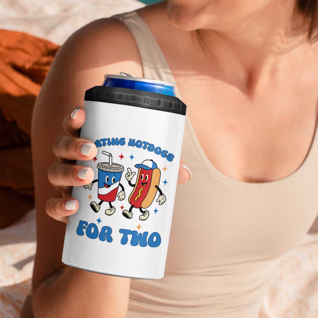 Eating Hotdogs for Two 4 in 1 Can Cooler Tumbler Cute Pregnancy Announcement Patriotic 4th Of July