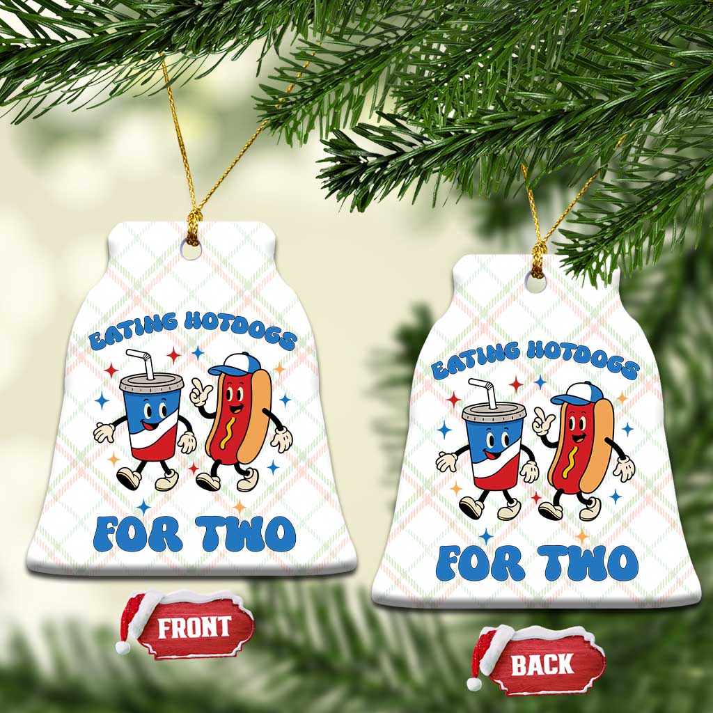 Eating Hotdogs for Two Ceramic Ornament Cute Pregnancy Announcement Patriotic 4th Of July - Wonder Print Shop