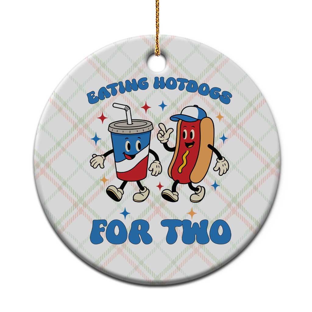 Eating Hotdogs for Two Ceramic Ornament Cute Pregnancy Announcement Patriotic 4th Of July - Wonder Print Shop