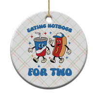 Eating Hotdogs for Two Ceramic Ornament Cute Pregnancy Announcement Patriotic 4th Of July - Wonder Print Shop