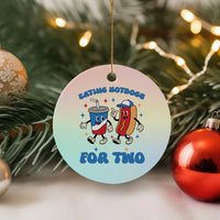Eating Hotdogs for Two Ceramic Ornament Cute Pregnancy Announcement Patriotic 4th Of July - Wonder Print Shop