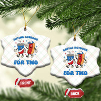 Eating Hotdogs for Two Ceramic Ornament Cute Pregnancy Announcement Patriotic 4th Of July - Wonder Print Shop