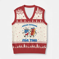 Eating Hotdogs for Two V-Neck Knit Sweater Vest Cute Pregnancy Announcement Patriotic 4th Of July - Wonder Print Shop