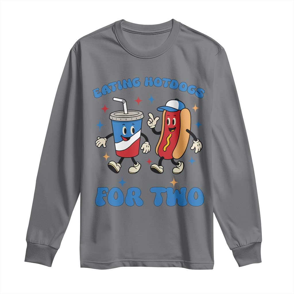 Eating Hotdogs for Two Long Sleeve Shirt Cute Pregnancy Announcement Patriotic 4th Of July