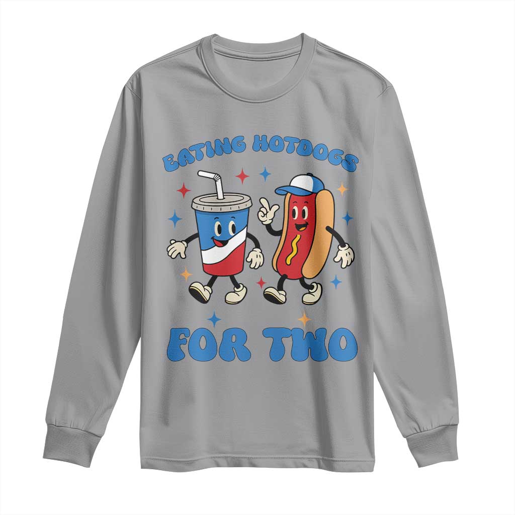 Eating Hotdogs for Two Long Sleeve Shirt Cute Pregnancy Announcement Patriotic 4th Of July