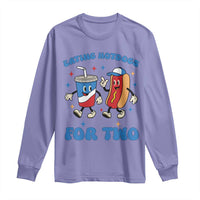 Eating Hotdogs for Two Long Sleeve Shirt Cute Pregnancy Announcement Patriotic 4th Of July