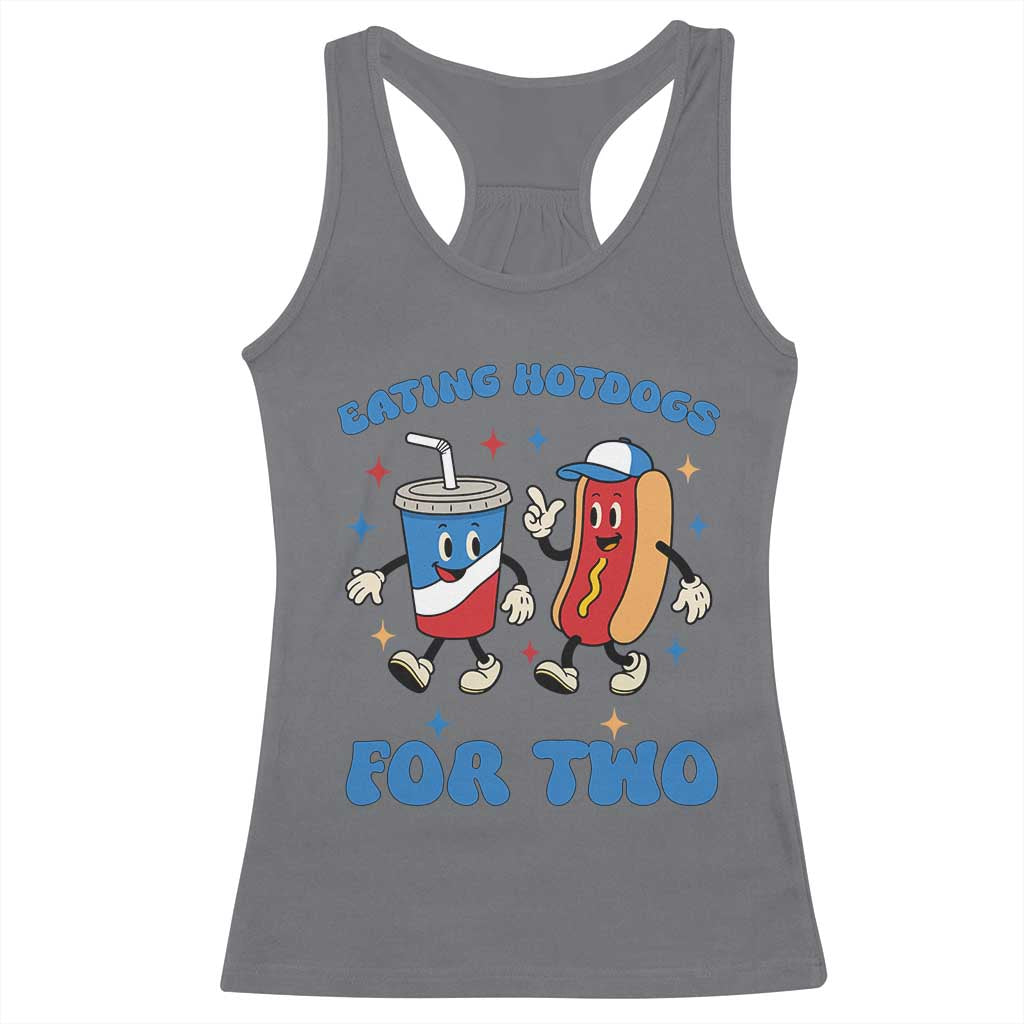 Eating Hotdogs for Two Racerback Tank Top Cute Pregnancy Announcement Patriotic 4th Of July