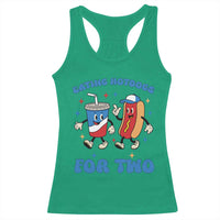 Eating Hotdogs for Two Racerback Tank Top Cute Pregnancy Announcement Patriotic 4th Of July