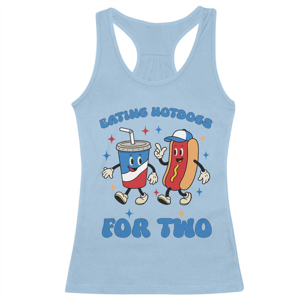 Eating Hotdogs for Two Racerback Tank Top Cute Pregnancy Announcement Patriotic 4th Of July