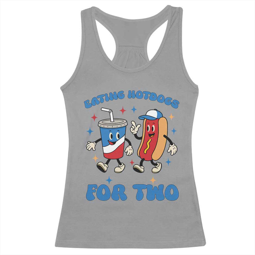 Eating Hotdogs for Two Racerback Tank Top Cute Pregnancy Announcement Patriotic 4th Of July