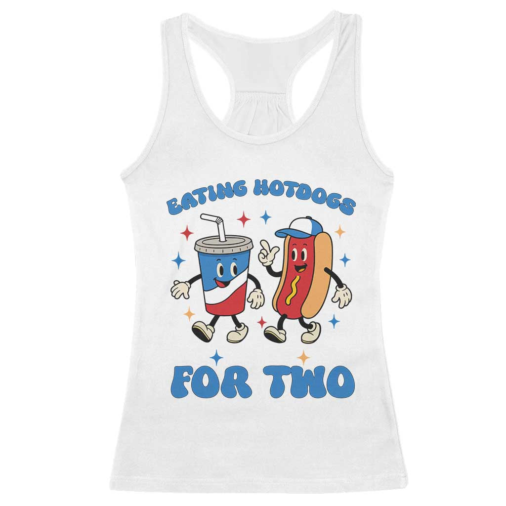 Eating Hotdogs for Two Racerback Tank Top Cute Pregnancy Announcement Patriotic 4th Of July