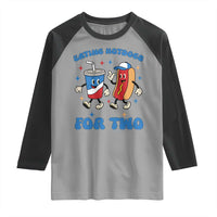 Eating Hotdogs for Two Raglan Shirt Cute Pregnancy Announcement Patriotic 4th Of July