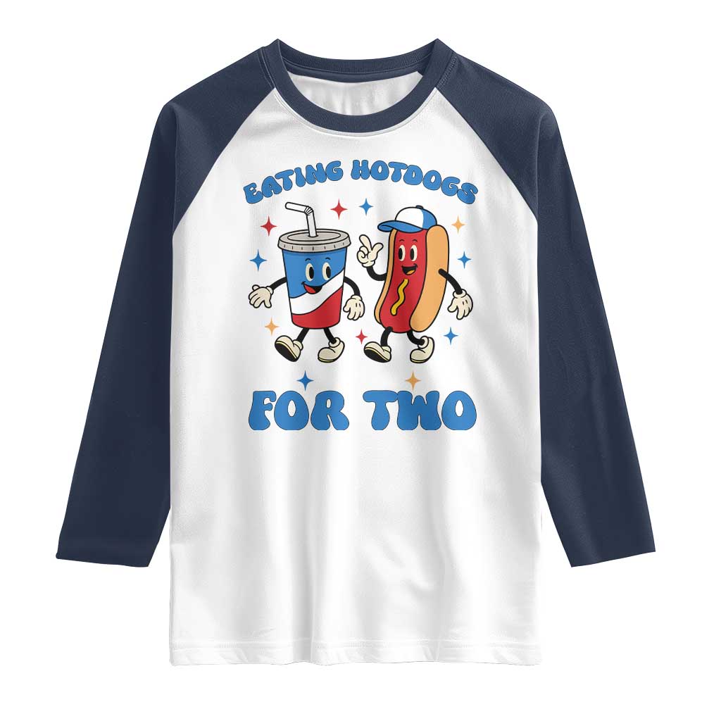 Eating Hotdogs for Two Raglan Shirt Cute Pregnancy Announcement Patriotic 4th Of July