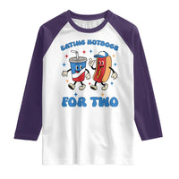 Eating Hotdogs for Two Raglan Shirt Cute Pregnancy Announcement Patriotic 4th Of July