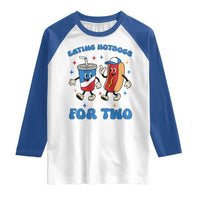 Eating Hotdogs for Two Raglan Shirt Cute Pregnancy Announcement Patriotic 4th Of July