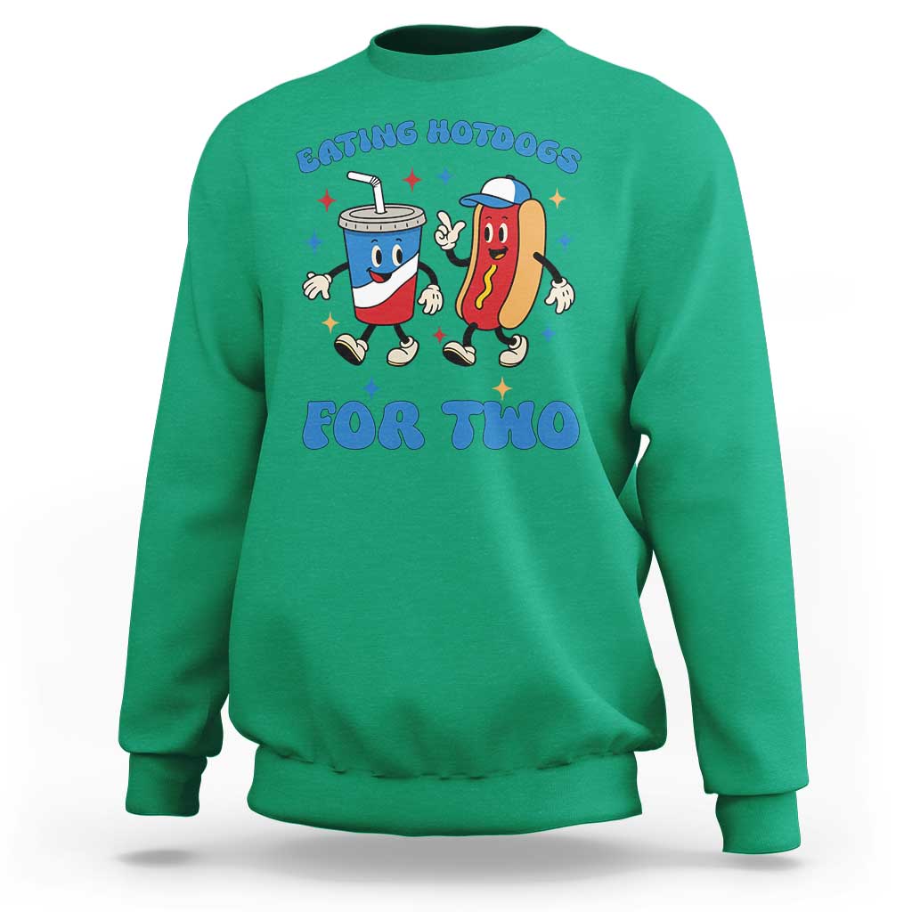 Eating Hotdogs for Two Sweatshirt Cute Pregnancy Announcement Patriotic 4th Of July