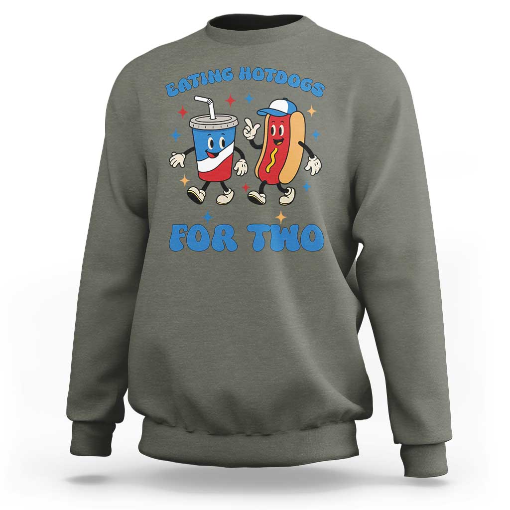 Eating Hotdogs for Two Sweatshirt Cute Pregnancy Announcement Patriotic 4th Of July