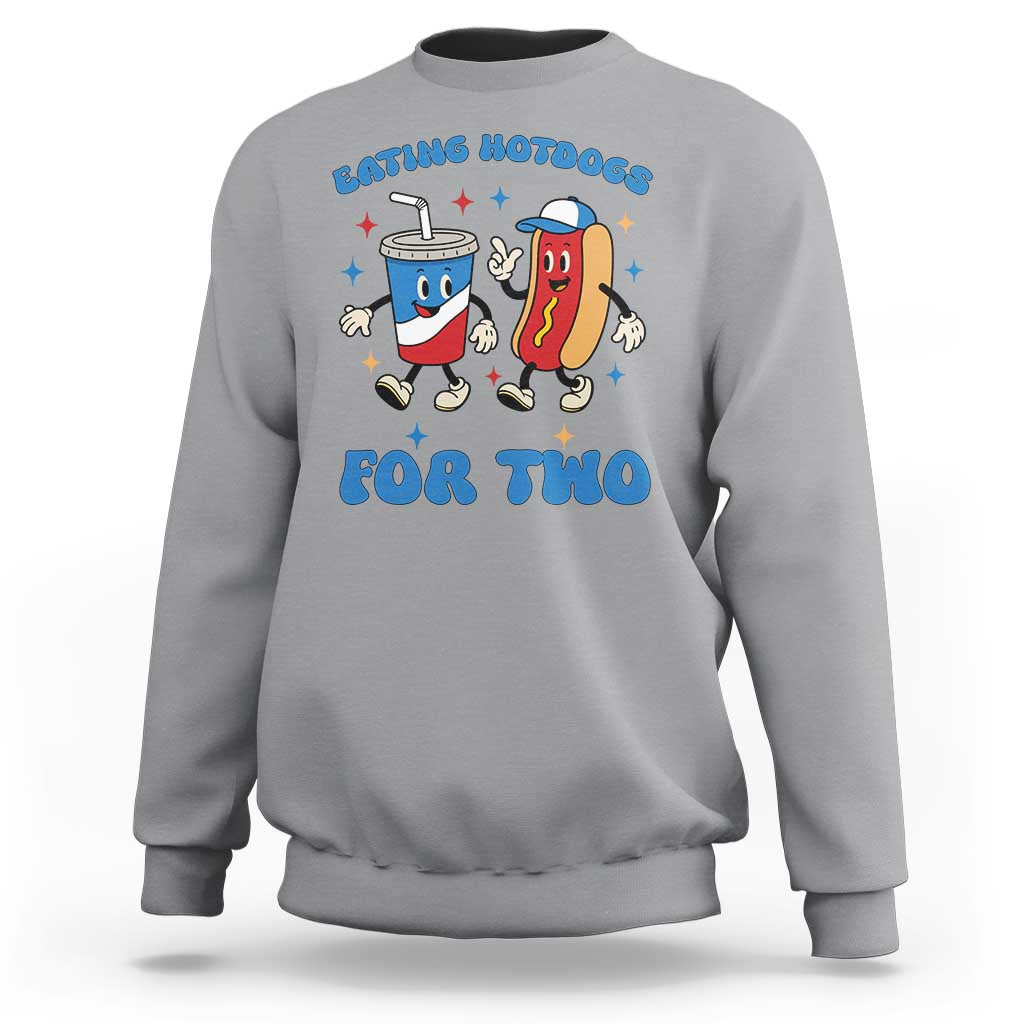 Eating Hotdogs for Two Sweatshirt Cute Pregnancy Announcement Patriotic 4th Of July
