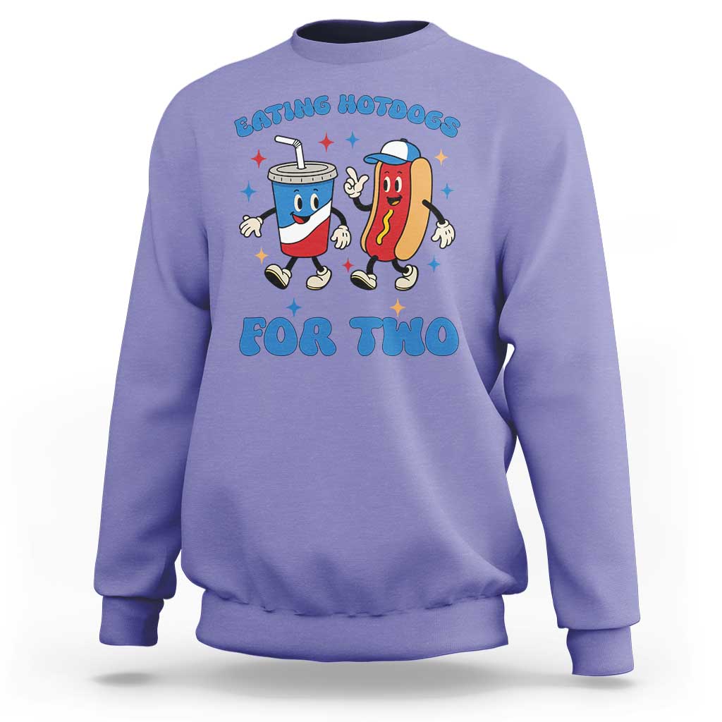 Eating Hotdogs for Two Sweatshirt Cute Pregnancy Announcement Patriotic 4th Of July