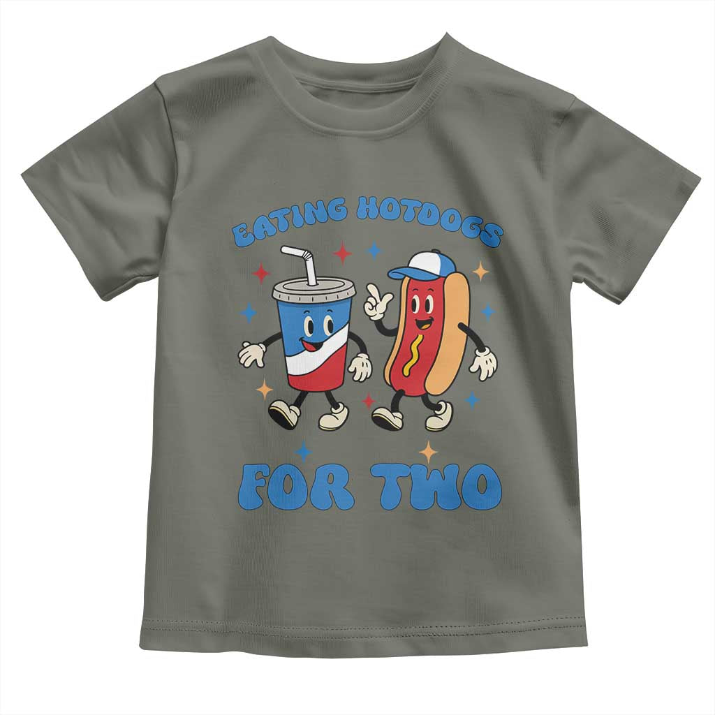 Eating Hotdogs for Two Toddler T Shirt Cute Pregnancy Announcement Patriotic 4th Of July