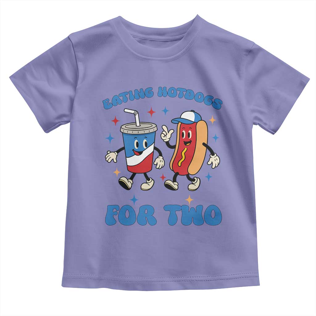 Eating Hotdogs for Two Toddler T Shirt Cute Pregnancy Announcement Patriotic 4th Of July