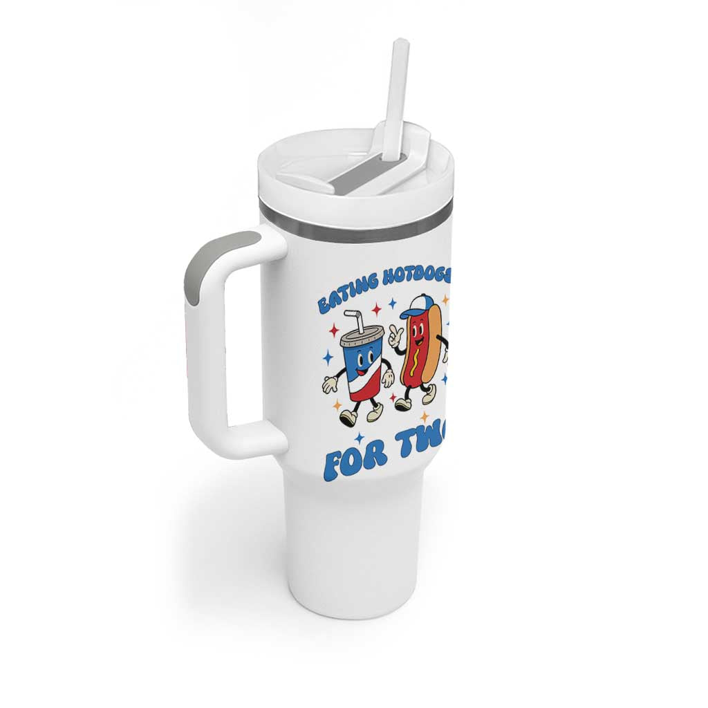 Eating Hotdogs for Two Tumbler With Handle Cute Pregnancy Announcement Patriotic 4th Of July