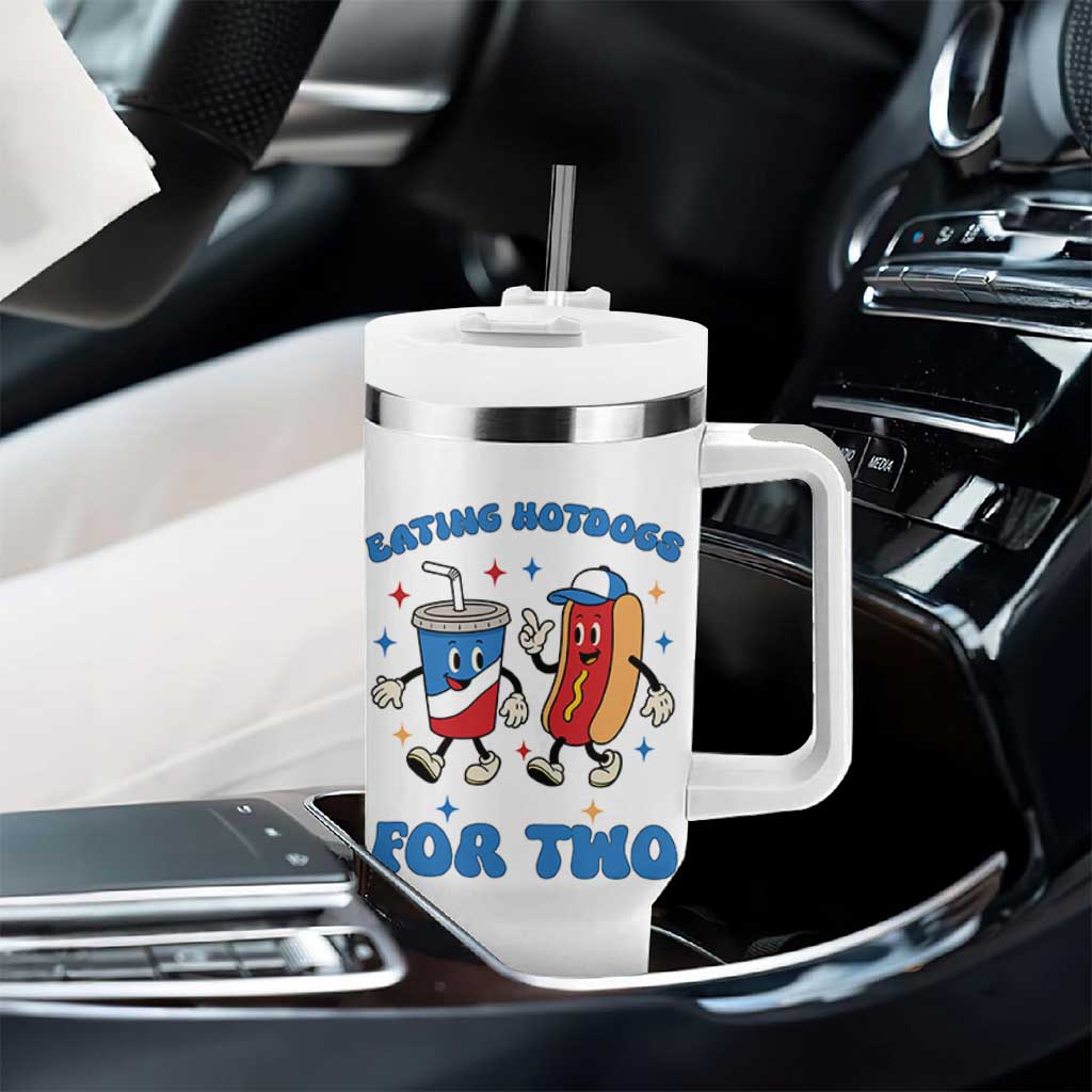 Eating Hotdogs for Two Tumbler With Handle Cute Pregnancy Announcement Patriotic 4th Of July