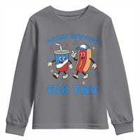 Eating Hotdogs for Two Youth Sweatshirt Cute Pregnancy Announcement Patriotic 4th Of July