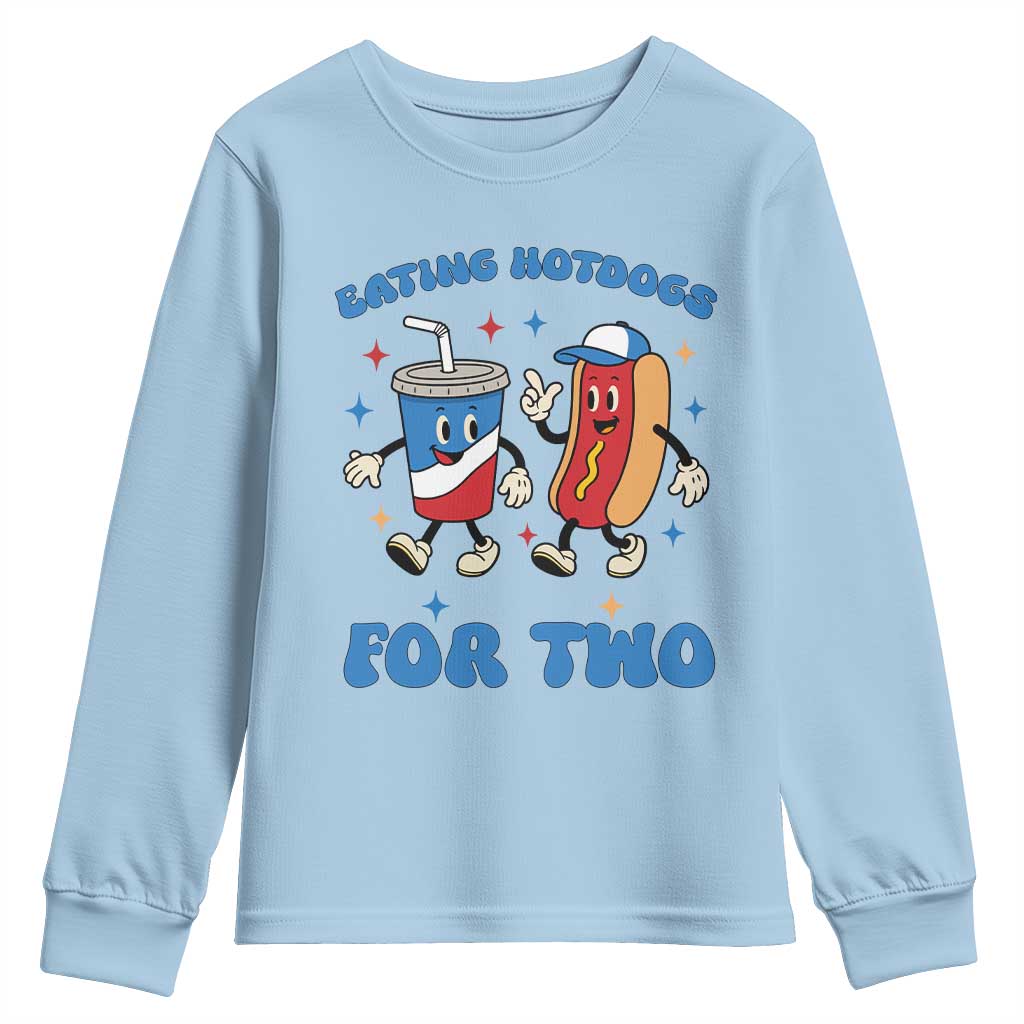 Eating Hotdogs for Two Youth Sweatshirt Cute Pregnancy Announcement Patriotic 4th Of July