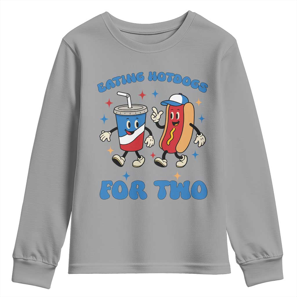Eating Hotdogs for Two Youth Sweatshirt Cute Pregnancy Announcement Patriotic 4th Of July