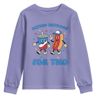 Eating Hotdogs for Two Youth Sweatshirt Cute Pregnancy Announcement Patriotic 4th Of July