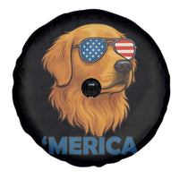 Patriotic Dog 'Merica Spare Tire Cover Golden Retriever Sunglasses Funny 4th Of July - Wonder Print Shop