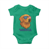 Patriotic Dog 'Merica Baby Onesie Golden Retriever Sunglasses Funny 4th Of July - Wonder Print Shop