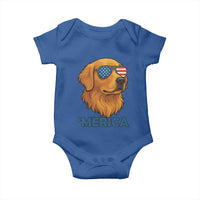 Patriotic Dog 'Merica Baby Onesie Golden Retriever Sunglasses Funny 4th Of July - Wonder Print Shop