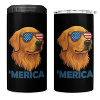Patriotic Dog 'Merica 4 in 1 Can Cooler Tumbler Golden Retriever Sunglasses Funny 4th Of July - Wonder Print Shop