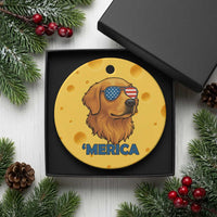 Patriotic Dog 'Merica Ceramic Ornament Golden Retriever Sunglasses Funny 4th Of July - Wonder Print Shop