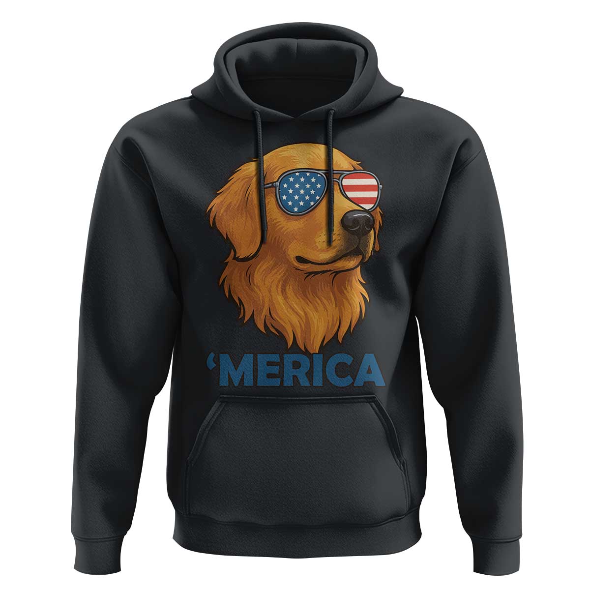 Patriotic Dog 'Merica Hoodie Golden Retriever Sunglasses Funny 4th Of July - Wonder Print Shop