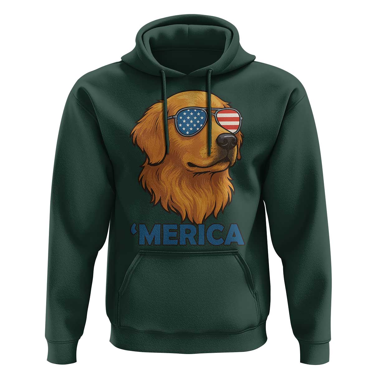 Patriotic Dog 'Merica Hoodie Golden Retriever Sunglasses Funny 4th Of July - Wonder Print Shop