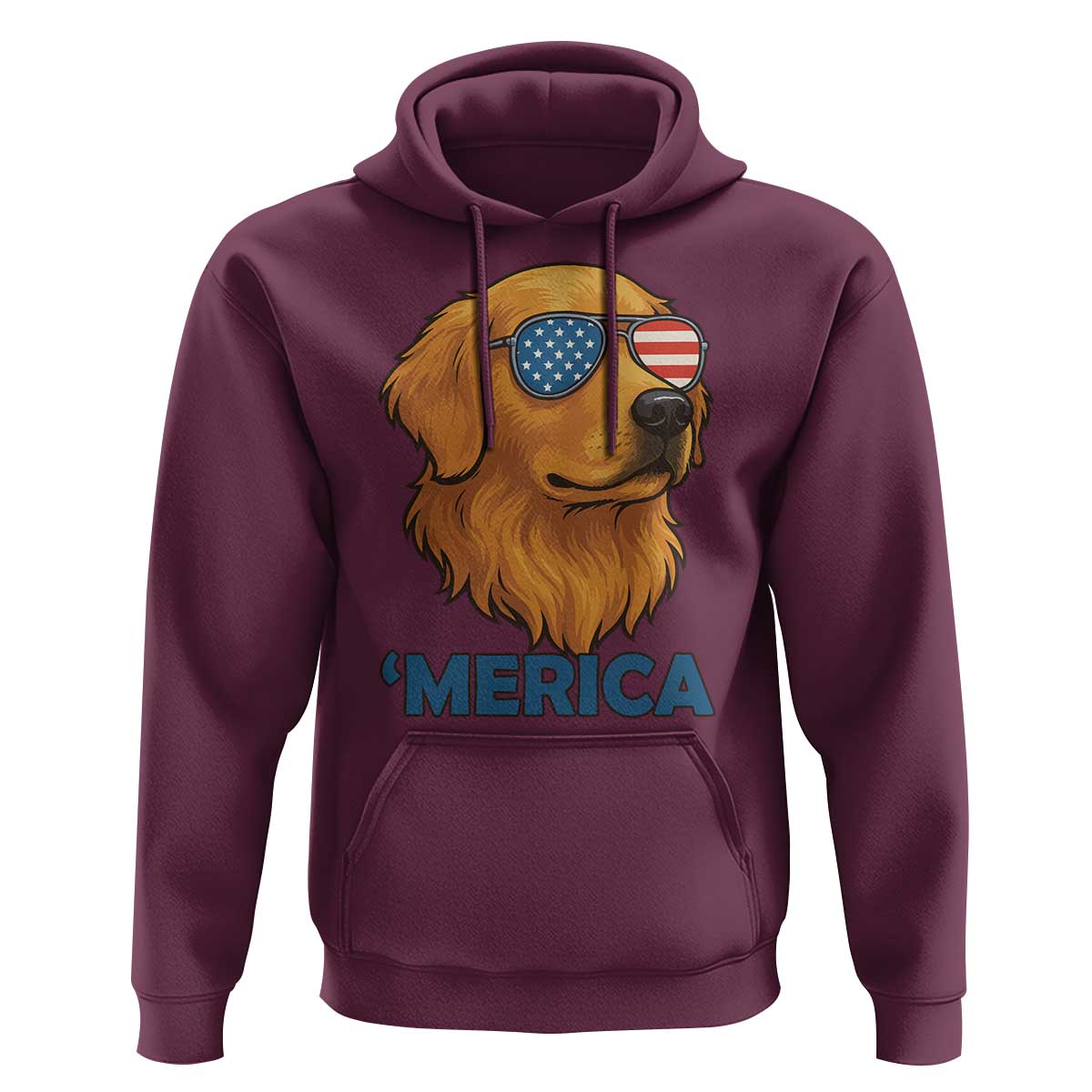 Patriotic Dog 'Merica Hoodie Golden Retriever Sunglasses Funny 4th Of July - Wonder Print Shop