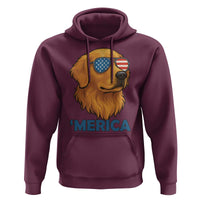 Patriotic Dog 'Merica Hoodie Golden Retriever Sunglasses Funny 4th Of July - Wonder Print Shop