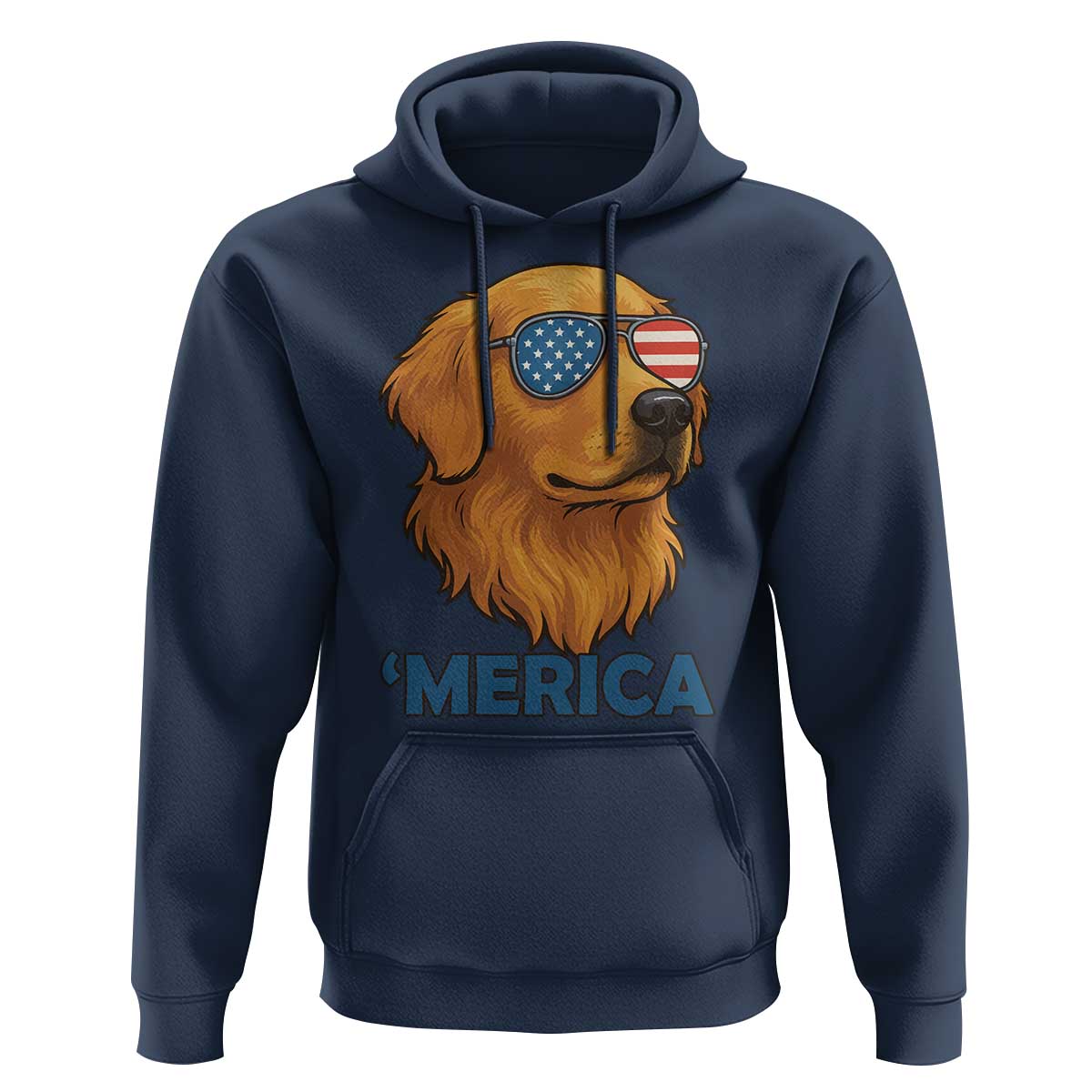 Patriotic Dog 'Merica Hoodie Golden Retriever Sunglasses Funny 4th Of July - Wonder Print Shop