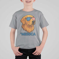 Patriotic Dog 'Merica T Shirt For Kid Golden Retriever Sunglasses Funny 4th Of July - Wonder Print Shop