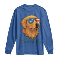 Patriotic Dog 'Merica Long Sleeve Shirt Golden Retriever Sunglasses Funny 4th Of July - Wonder Print Shop