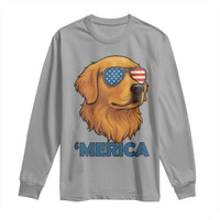 Patriotic Dog 'Merica Long Sleeve Shirt Golden Retriever Sunglasses Funny 4th Of July - Wonder Print Shop
